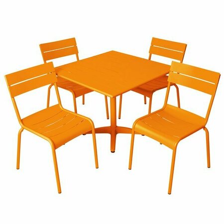 BFM SEATING Beachcomber 32'' Square Citrus Aluminum Outdoor Table with 4 Chairs 163YKB32CT